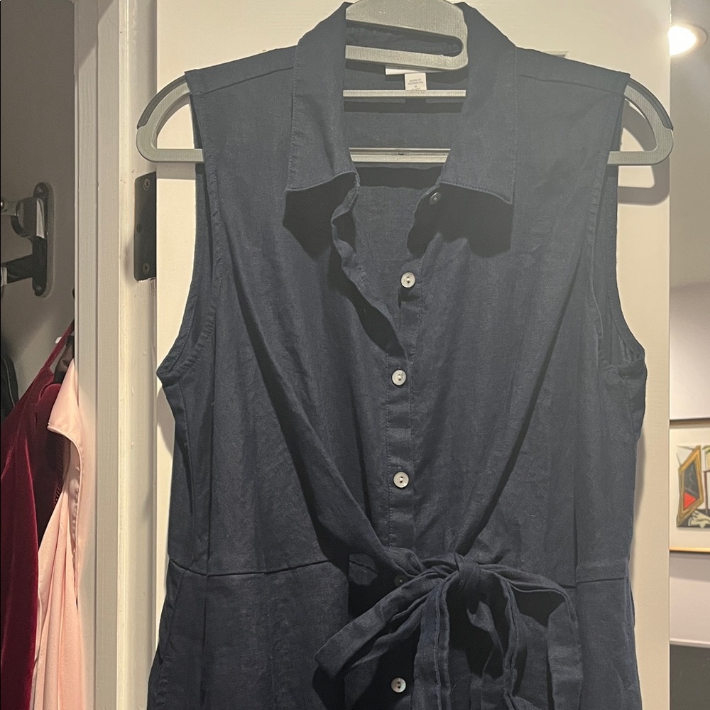 J. Jill Dark Blue Linen Dress. Size M. EUC